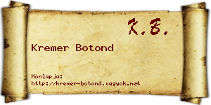 Kremer Botond névjegykártya